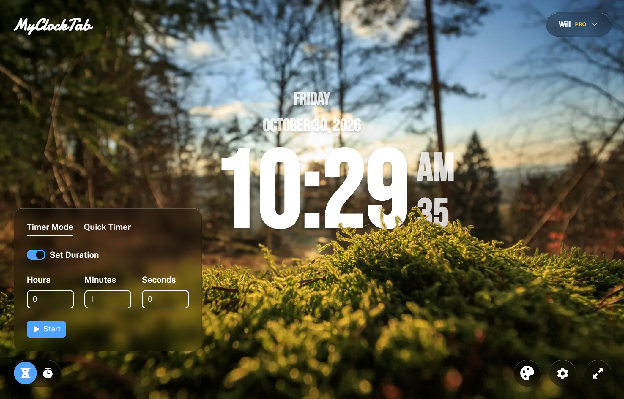 MyClockTab 2.0 timer
