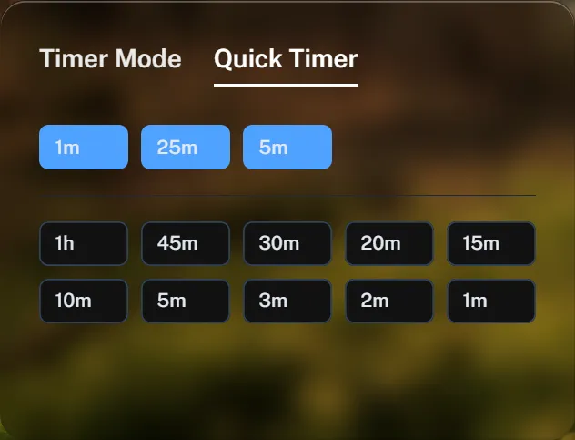 MyClockTab 2.0 timer quick selection