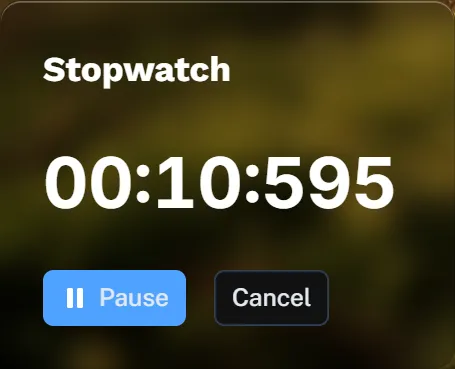 MyClockTab 2.0 stopwatch running