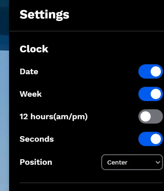 settings click