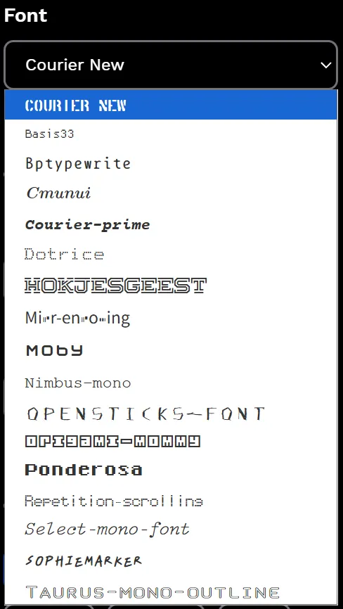 settings theme fonts