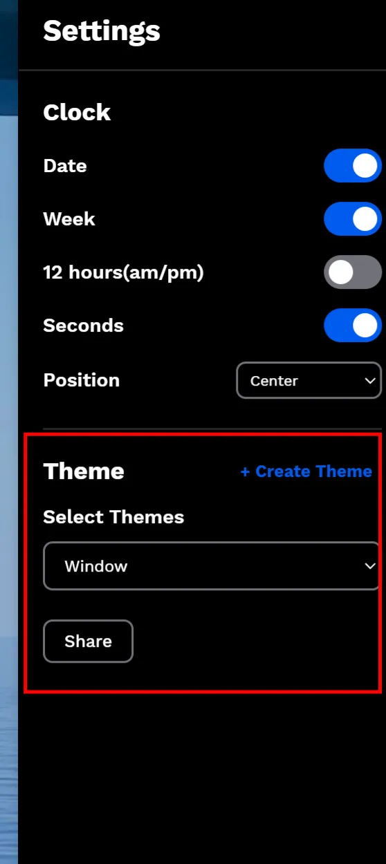 settings theme