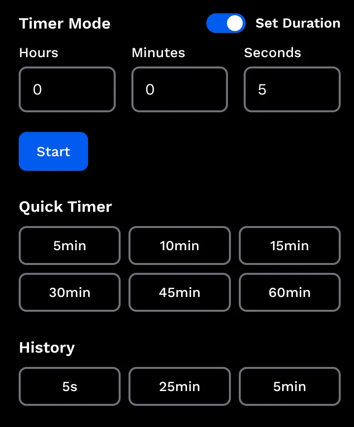 MyTimerTab: timer settings